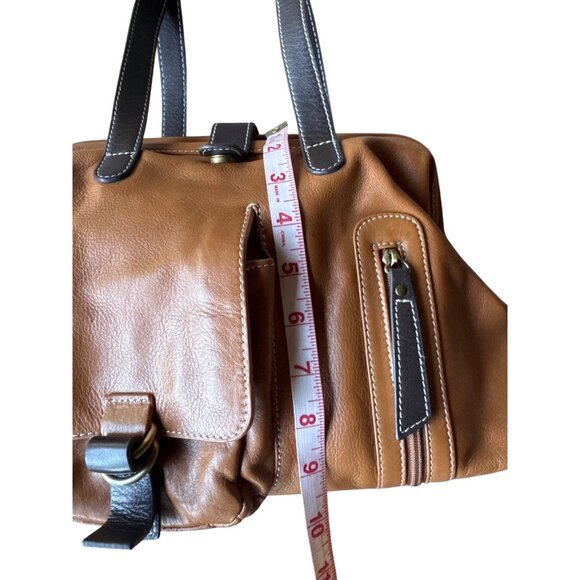 Vintage Y2K North Style Brown Leather Shoulder Tote Bag Purse Satchel Handbag - Picture 8 of 13